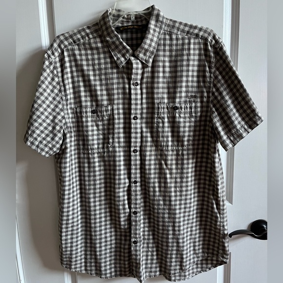Plaid Harley Davidson Button Up Shirt, Taupe, Size XL - Picture 7 of 10